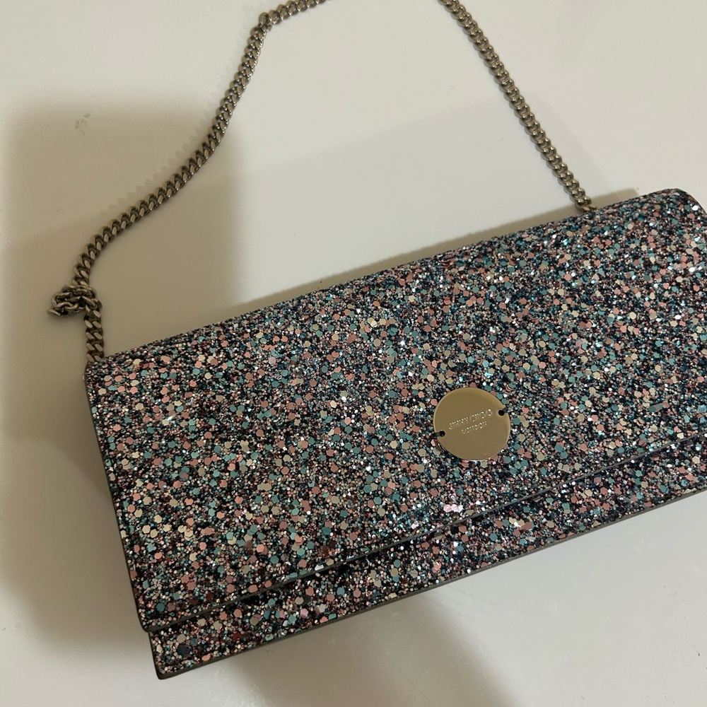 JIMMY CHOO WOMEN'S Finley coarse glitter fabric bag